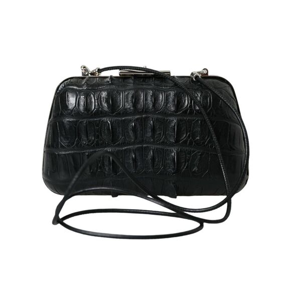 Balenciaga Black Exotic Skin Leather Shoulder Crossbody Box Clutch Women's Bag - Picture 1 of 6